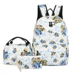 Casual Backpack Three-piece Large Capacity Student Schoolbag Japanese Style - Blue