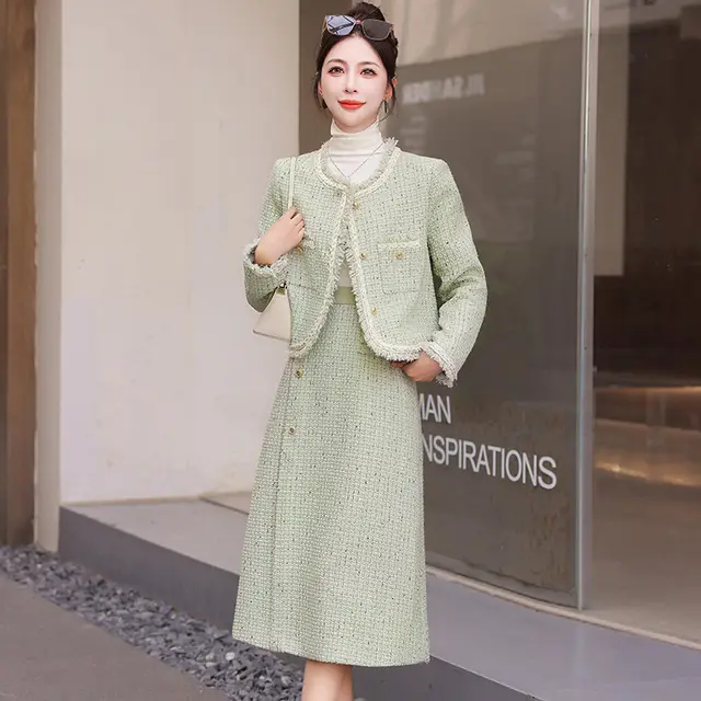 Graceful And Fashionable Small Dignified And Elegant Two piece Set Dress Bean Green - Shop at LoveMi