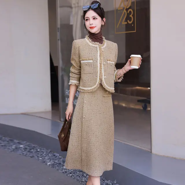 Graceful And Fashionable Small Dignified And Elegant Two piece Set Dress Khaki - Shop at LoveMi
