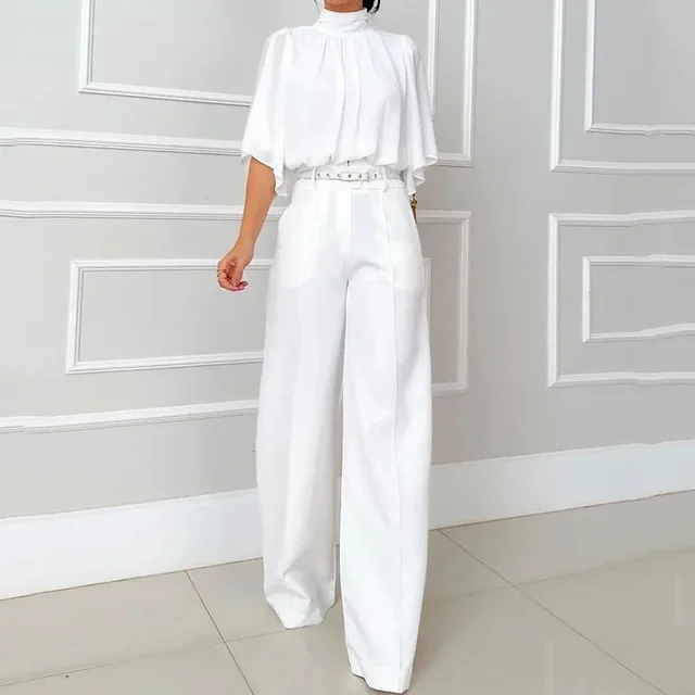 Summer New Half Collar Top Two piece Set White - Shop at LoveMi