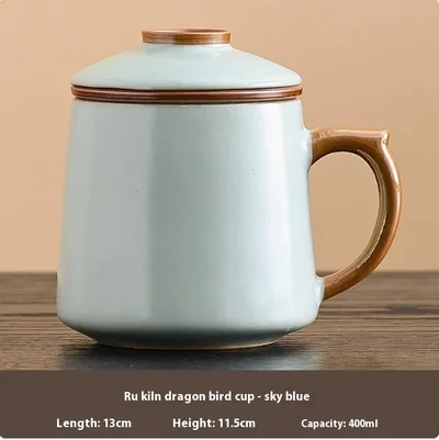 Ceramic Filter With Cover Separation Tea Brewing Cup Celeste Glaze - Shop at LoveMi