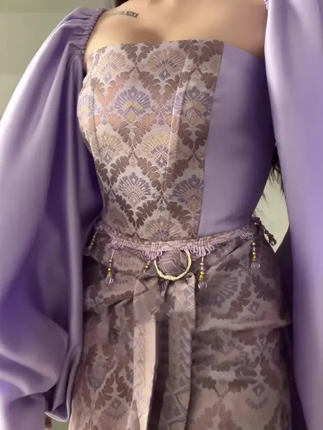Top Waist tight Two piece Overskirt Suit Violet - Shop at LoveMi