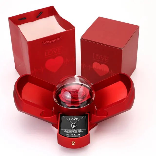 Double Open Rose Drawer Necklace Gift Box Silver - Shop at LoveMi