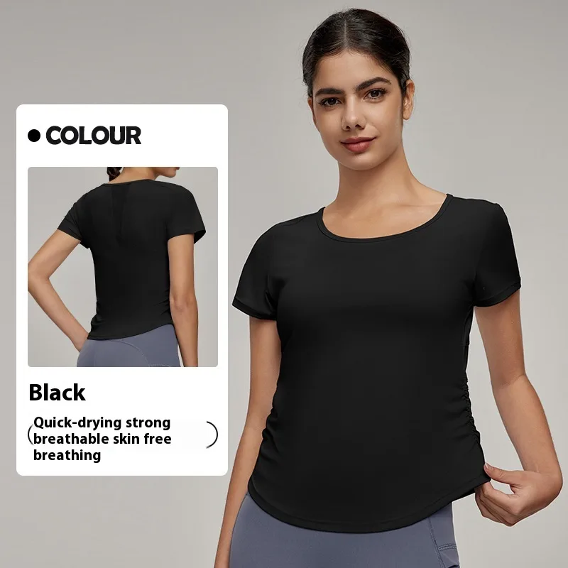 Mesh Stitching Breathable Exercise Top Black - Shop at LoveMi