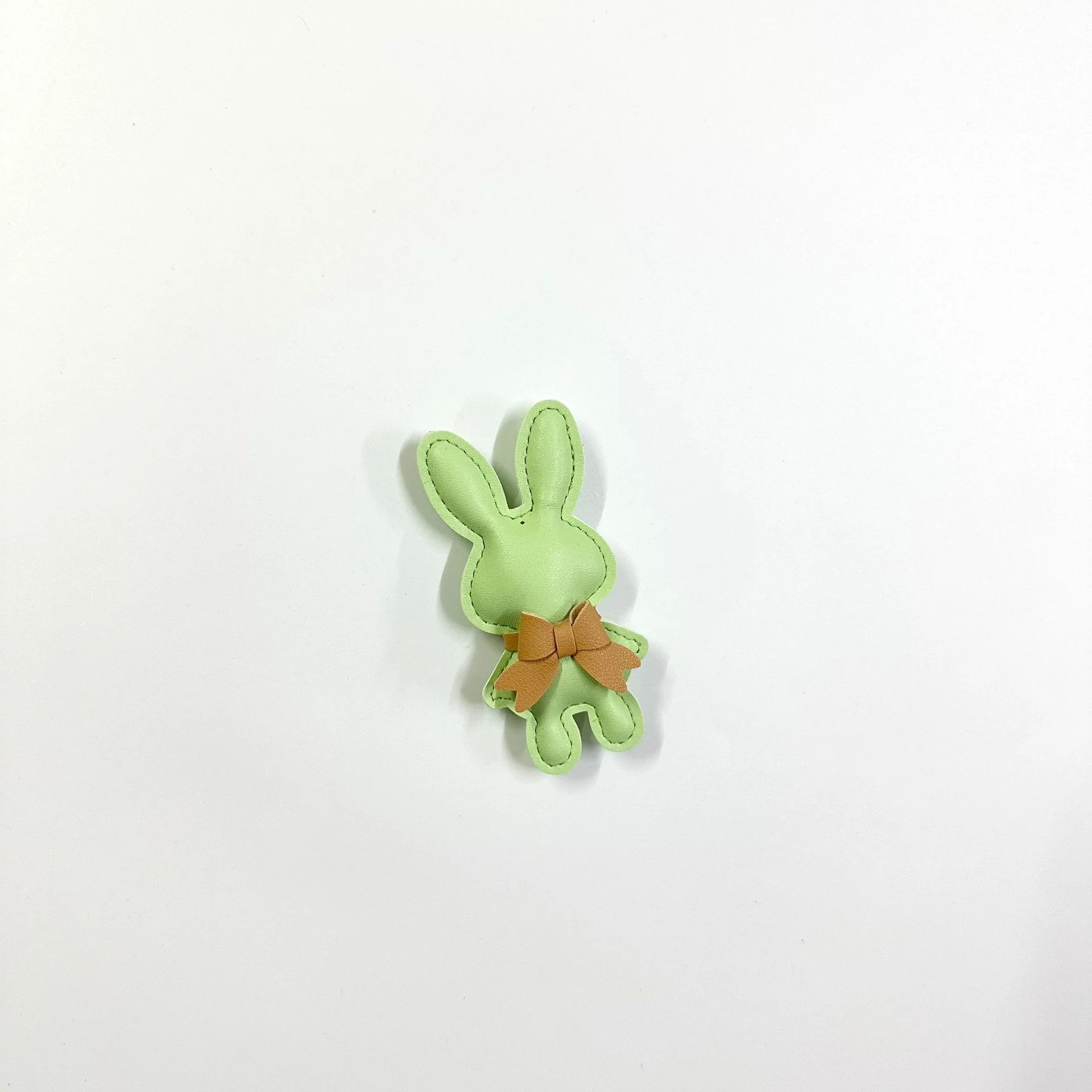 Cute Rabbit Bag Genuine Leather Car Key Ring Pendant - Grass Green Rabbit