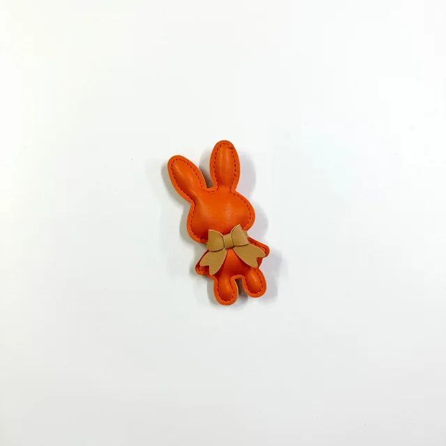 Cute Rabbit Bag Genuine Leather Car Key Ring Pendant Orange Rabbit - Shop at LoveMi