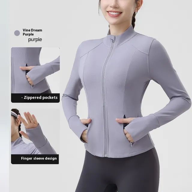 Autumn Outdoor Yoga Clothes Sports Coat For Women Wt245 Wisteria Purple - Shop at LoveMi