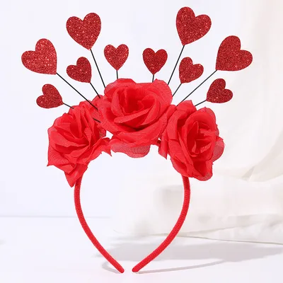 Red Heart Headband Accessories Three dimensional 10 Hearts - Shop at LoveMi