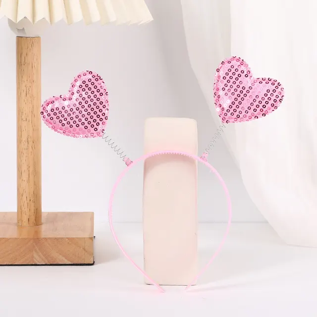 Red Heart Headband Accessories Three dimensional Pink Sequin Love - Shop at LoveMi