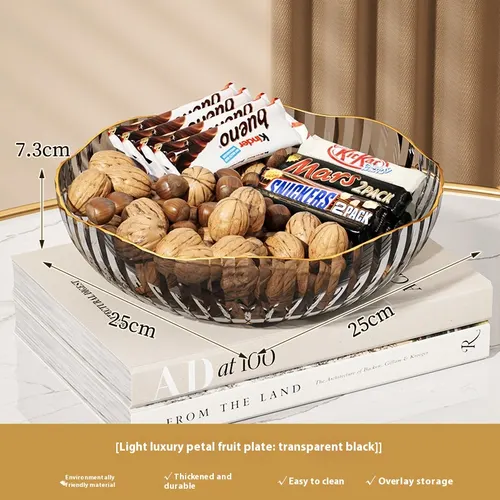 Household Creative And Slightly Luxury Transparent Fruit Plate Transparent Black - Shop at LoveMi
