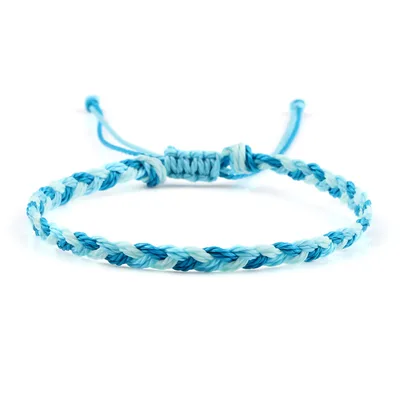 Women's Twist Weave Bracelet Dopamine Color Tricolor Peacock Blue - Shop at LoveMi