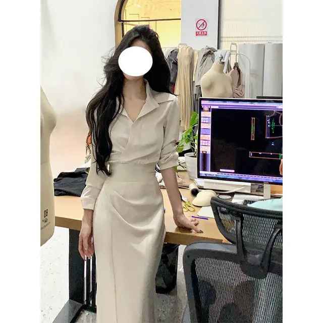 French Style Temperament Shirt Outfit Women Beige - Shop at LoveMi