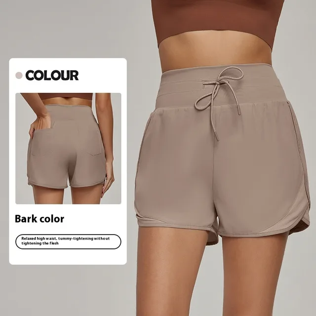 Casual Yoga Mesh Breathable Fitness Pants Bark Color - Shop at LoveMi