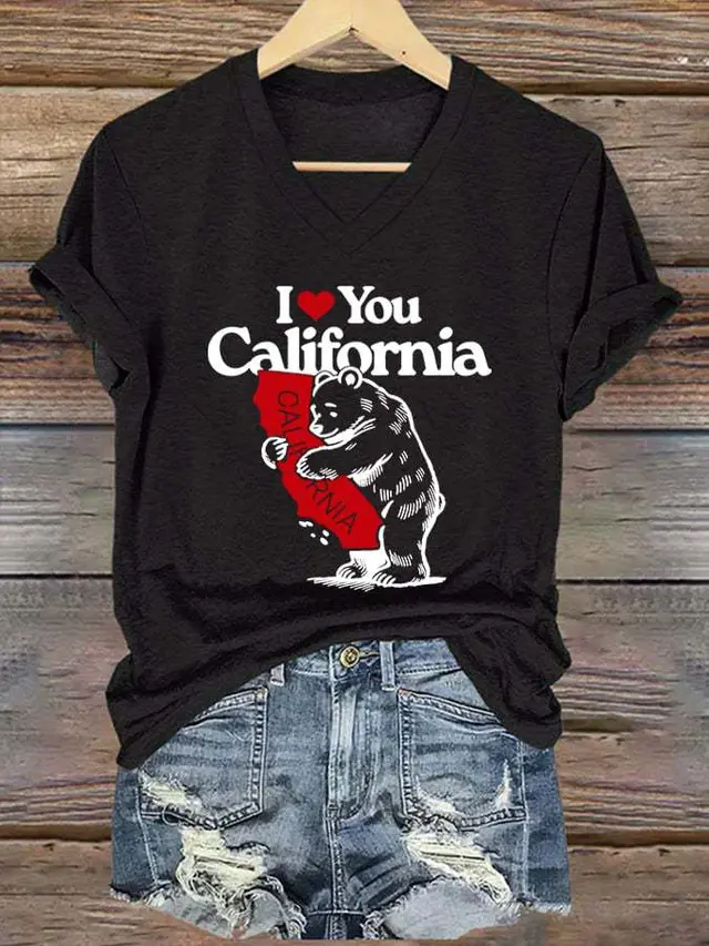 Bear Top Women's V neck Casual Short Sleeve Llk32 - Shop at LoveMi