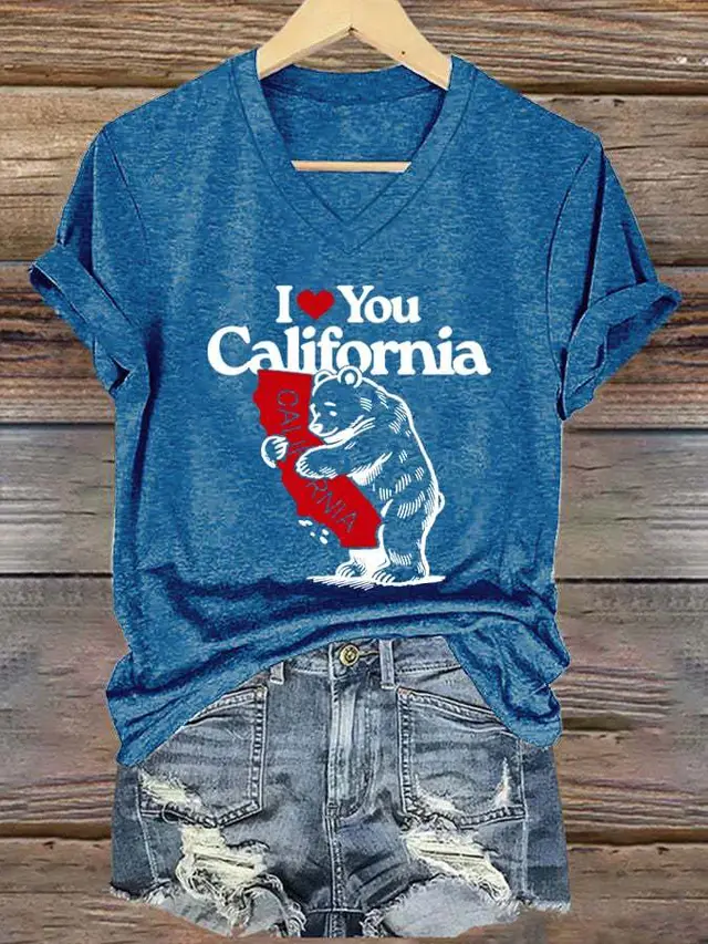 Bear Top Women's V neck Casual Short Sleeve Llk34 - Shop at LoveMi