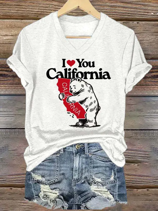 Bear Top Women's V neck Casual Short Sleeve Llk36 - Shop at LoveMi