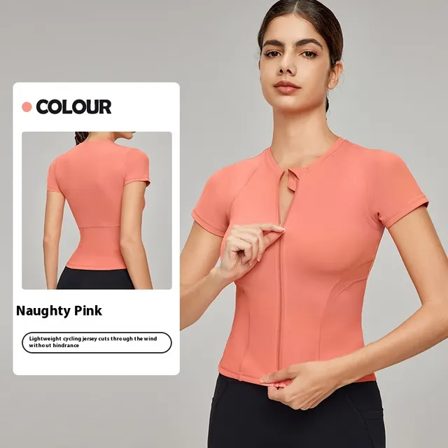 Breathable Back Pocket Yoga Jacket Naughty Pink - Shop at LoveMi