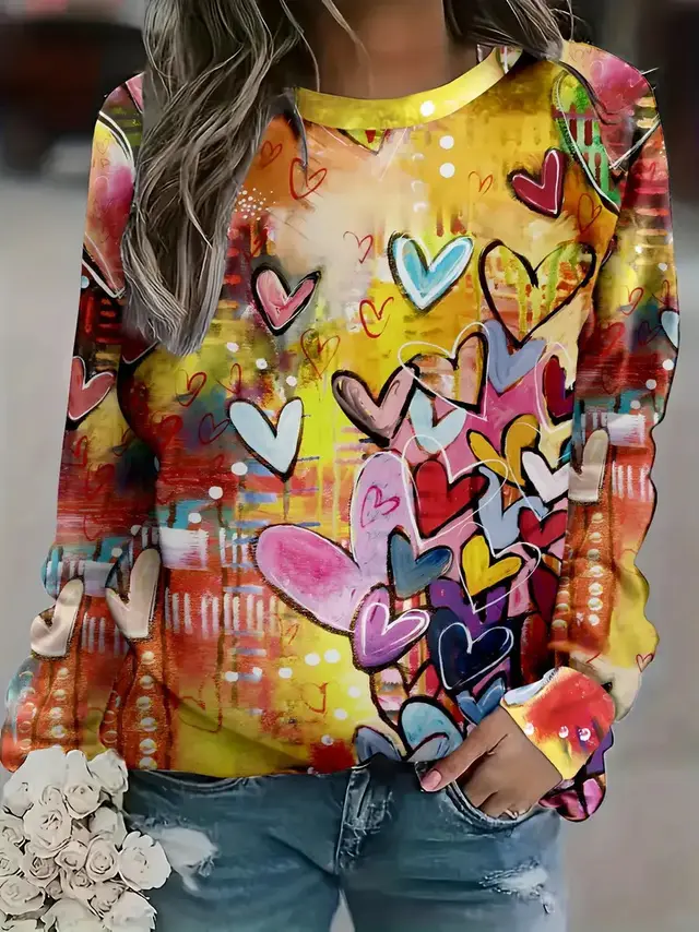 European And American Leisure Fashion Valentine's Day Long Sleeve Crew Neck Sweater Me01Me01Zn241215Y049 - Shop at LoveMi