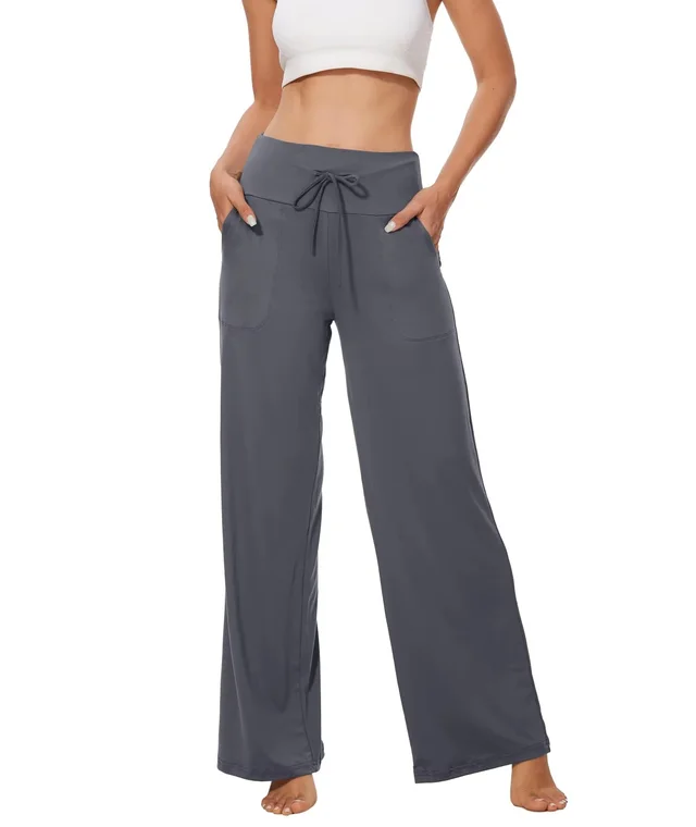 Women's Pajama Printed Wide leg Pants High Waist Dark Gray - Shop at LoveMi