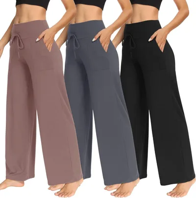 Women's Pajama Printed Wide leg Pants High Waist Hemp Skin L - Shop at LoveMi