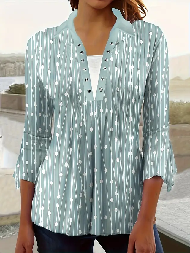 Printing Lapel Top Irregular Sleeve T shirt 7Color - Shop at LoveMi