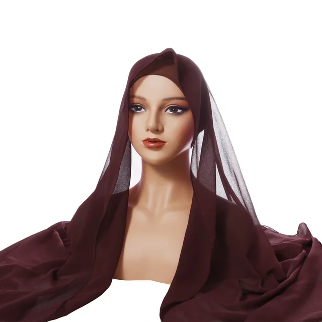 Chiffon Turban Pleated Drawstring Cap Suit Monochrome Wine Red - Shop at LoveMi