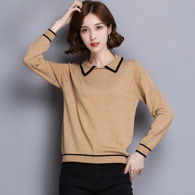 Temperament Youthful looking Doll Collar Sweater Women Camel - Shop at LoveMi