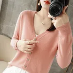 Spring And Summer New V-neck Cardigan Loose Plus Size Women's Clothing - Pink