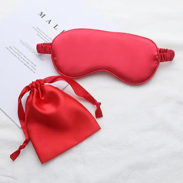 Two piece Set Storage Artificial Silk Eye Mask Bright Red - Shop at LoveMi