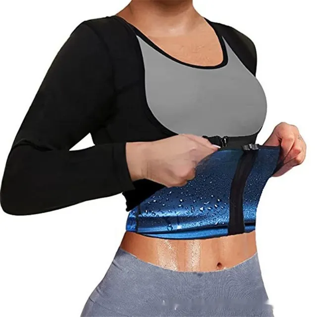 Waist Tight Women's Belly And Chest Support Workout Clothes Pu Zipper Long Sleeve - Shop at LoveMi