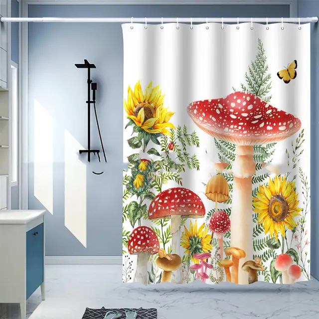 Waterproof Shower Curtain Digital Printing Punch free Hzf06850 - Shop at LoveMi