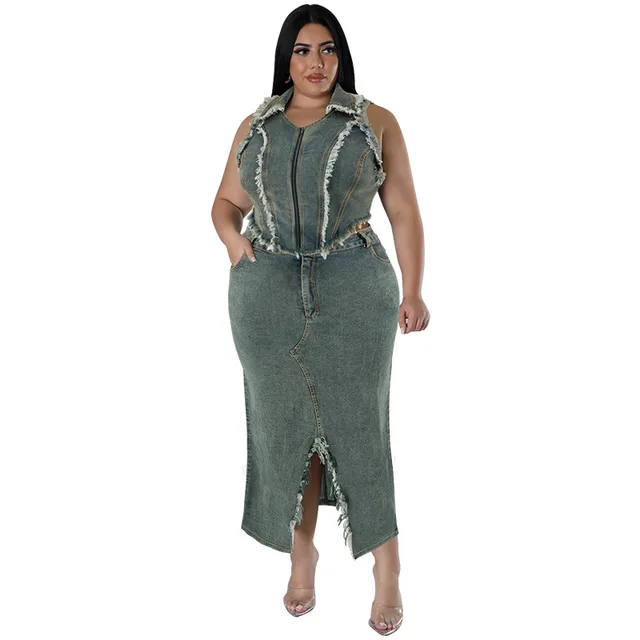 Women's Denim Short Sleeve Tassel Suit Sea Blue - Shop at LoveMi