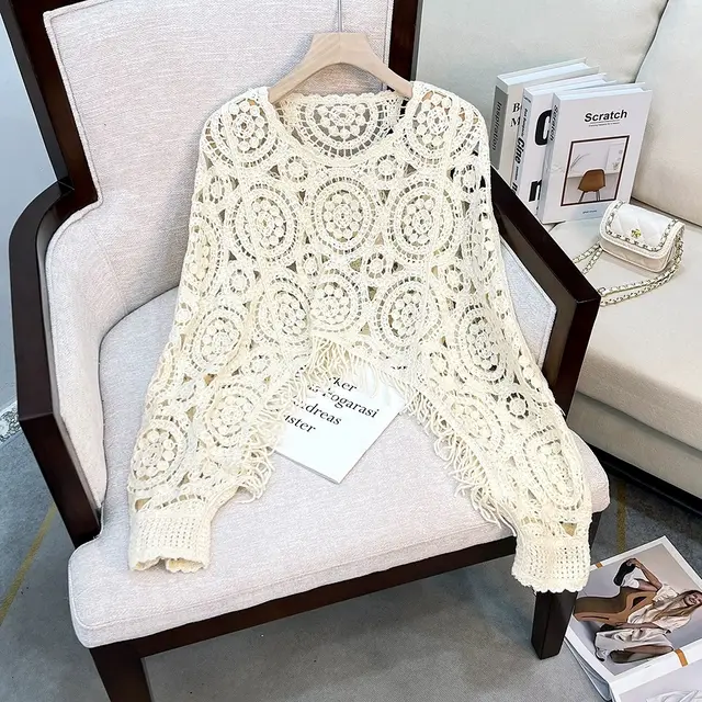 Short Pullover Sweater Blouse Women's Casual Coat Apricot - Shop at LoveMi
