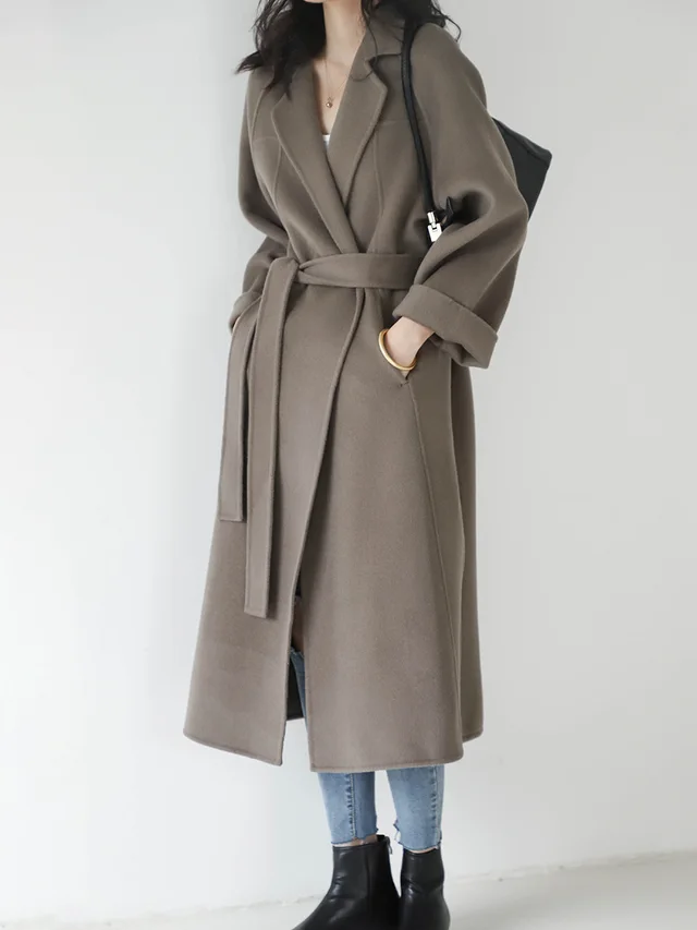 Fashion Loose Cool Woolen Coat Women Gray Coffee - Shop at LoveMi