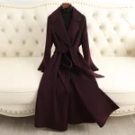 Autumn And Winter Temperament Korean Style Woolen Coat Women - Purple