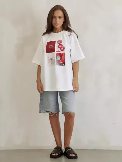 Loose All match Cross border Printed Top White - Shop at LoveMi