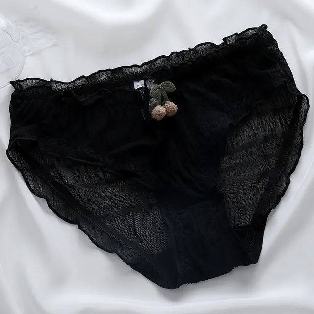 High Elastic Mesh Thin Comfortable Cotton Crotch Student Briefs Black - Shop at LoveMi