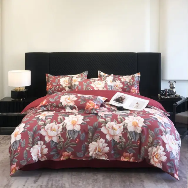 Flower Brushed Thickened Quilt Cover 4 piece Kit Flowers Bloom And Wealth - Shop at LoveMi