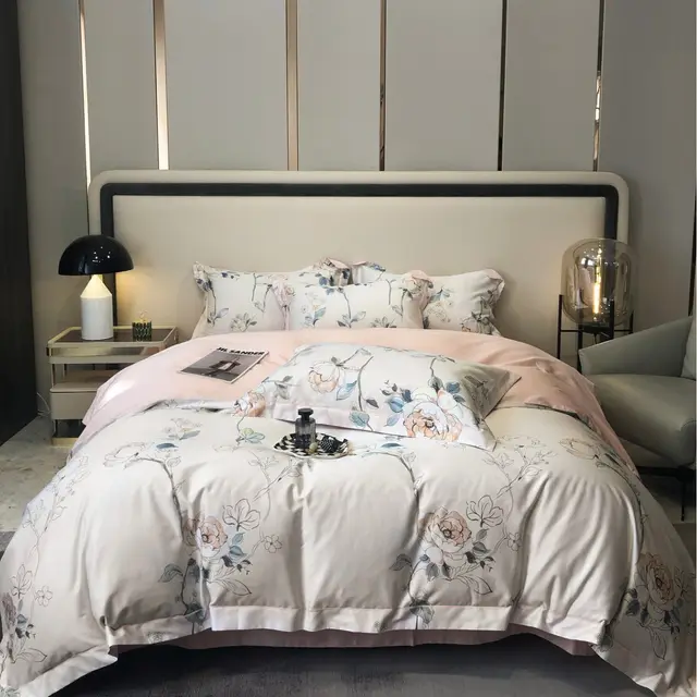 Satin Long staple Cotton Pastoral Flowers Digital Printed Quilt Cover Si Wei - Shop at LoveMi