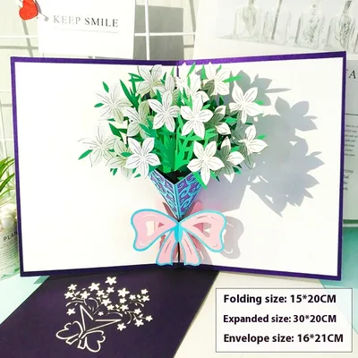 Rose Bouquet Paper Carving Birthday Blessing Small Card Greeting Card 3D Greeting Card Gardenia - Shop at LoveMi