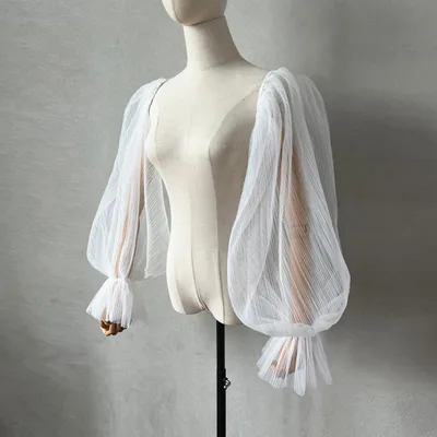 Wedding Dress Pleated Bell Sleeve White - Shop at LoveMi