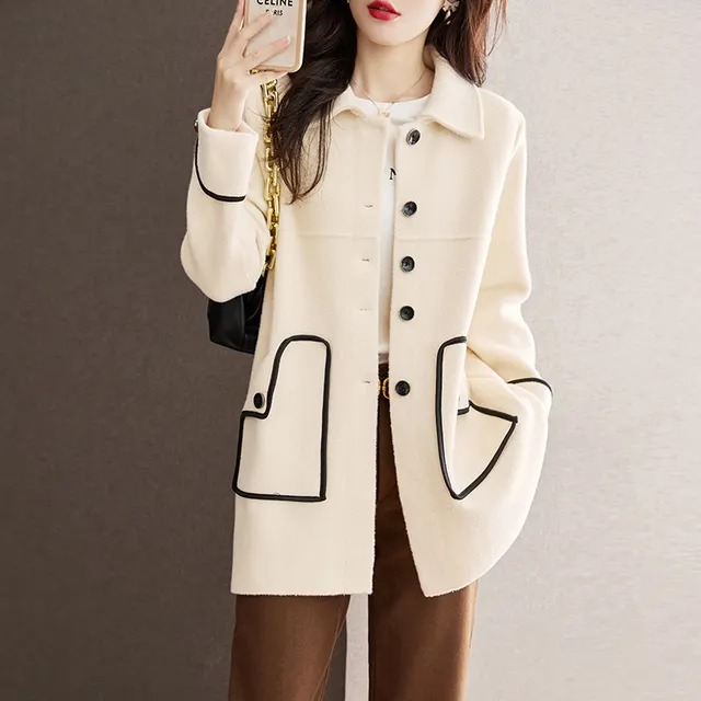Autumn And Winter Plus Size Women's Woolen Coat Beige - Shop at LoveMi