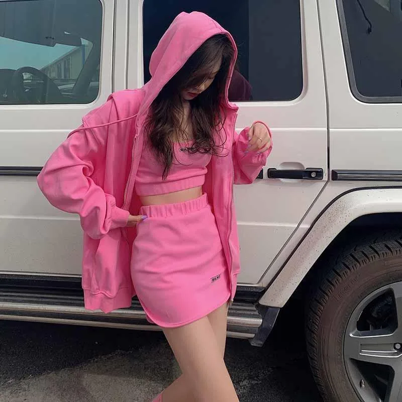 Women's New Fashion Loose Hooded Coat Rose Red - Shop at LoveMi