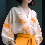 White With Printed Pattern Top