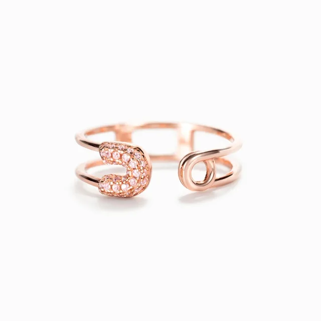 S925 Sterling Silver Open Pin Ring For Women Rose Gold - Shop at LoveMi