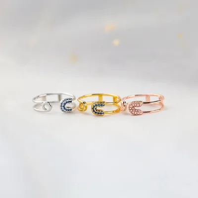 S925 Sterling Silver Open Pin Ring For Women White Gold Color - Shop at LoveMi