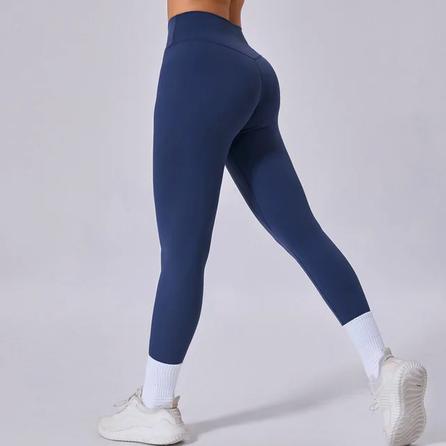 Running Nude Feel Quick drying Fitness Pants Breathable Outer Wear Tight Navy Blue - Shop at LoveMi