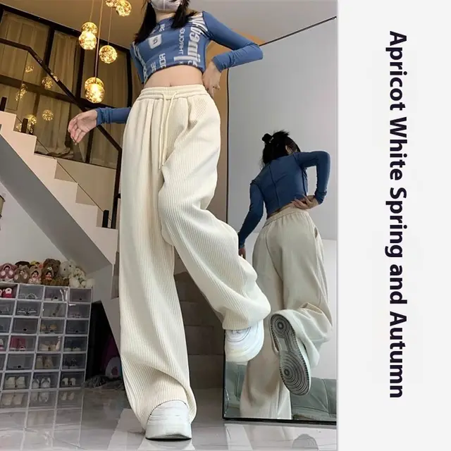 Women's Idle Style Casual All matching Mop Pants Trousers Almond Whitespring And Autumn - Shop at LoveMi