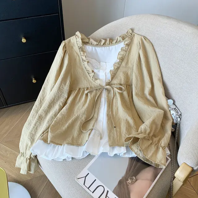 Women's Fashionable Autumn New Elegant Top Khaki - Shop at LoveMi