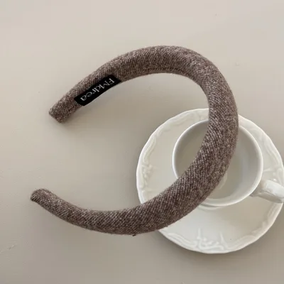 High Sense Oat Gray Texture Woolen Large Intestine Hair Ring Hair Hoop Brown - Shop at LoveMi